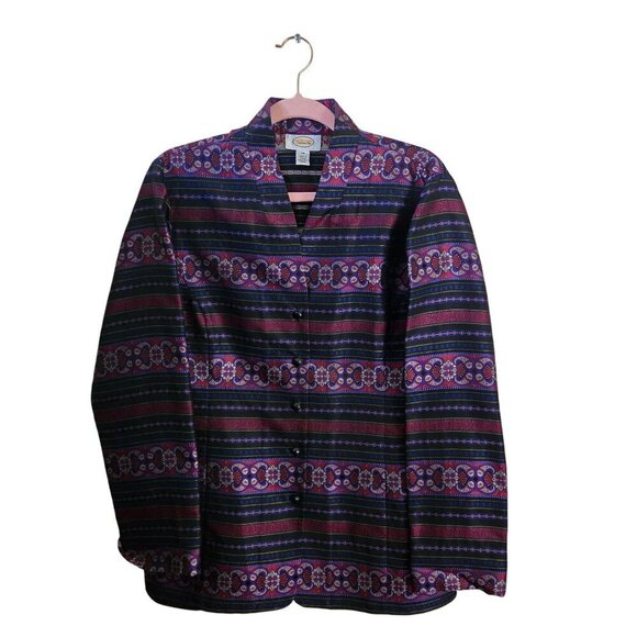 Talbots Vintage 100% Silk Asian Inspired Stunning Blazer Size 14 - Picture 3 of 12